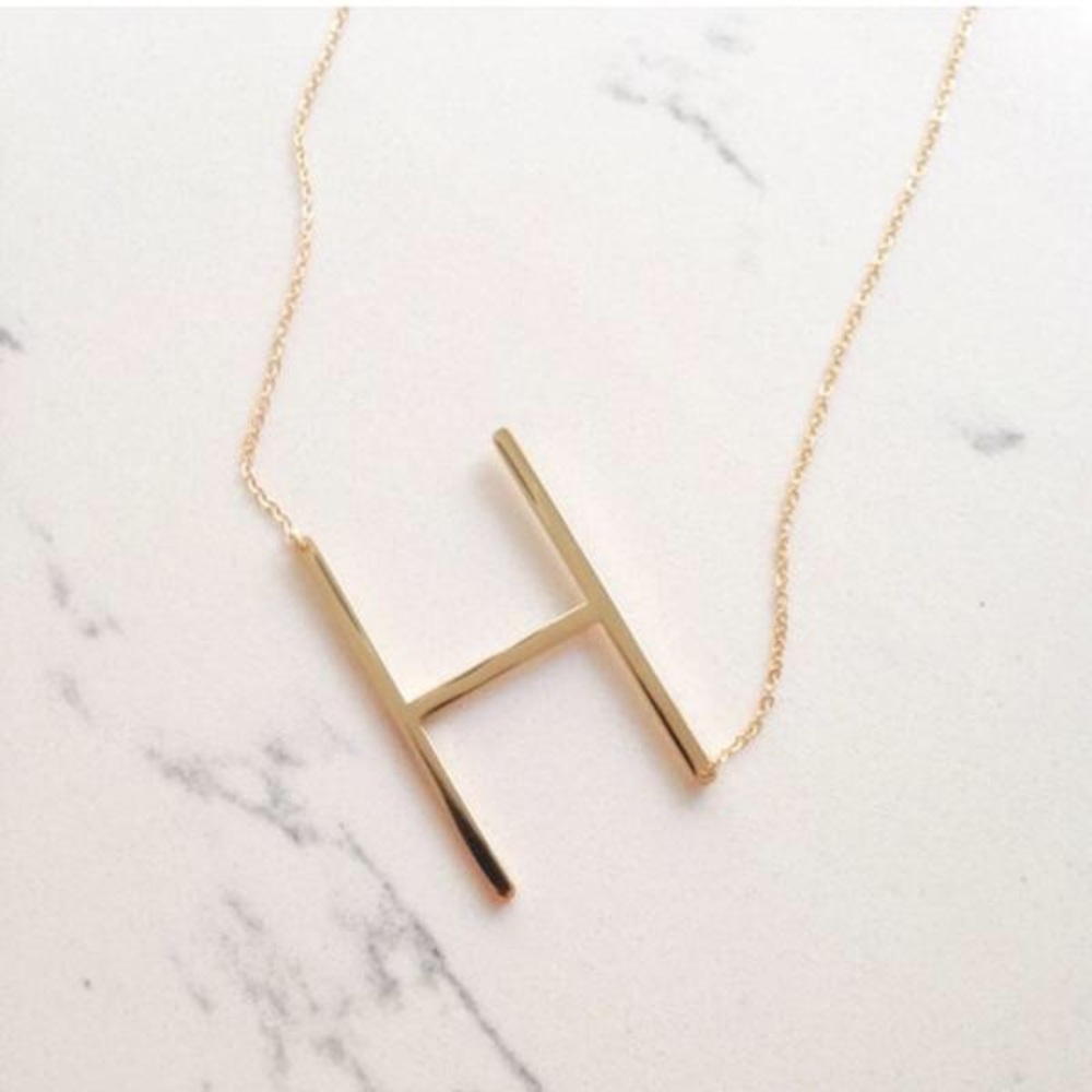 Boho Large Initial necklaces monogram gold silver - Picture 3 of 8
